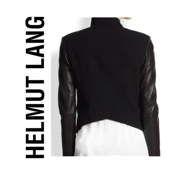 ♥ Helmut Lang ♥ Black Lamb Leather & Merino Wool Blend Jacket - Picture 7 of 8